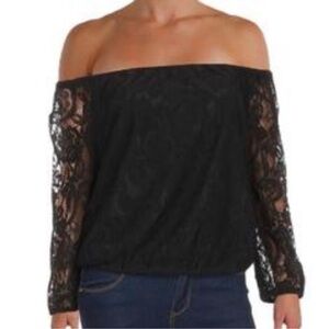 NWT Black Lace cupcakes & cashmere off the shoulder top